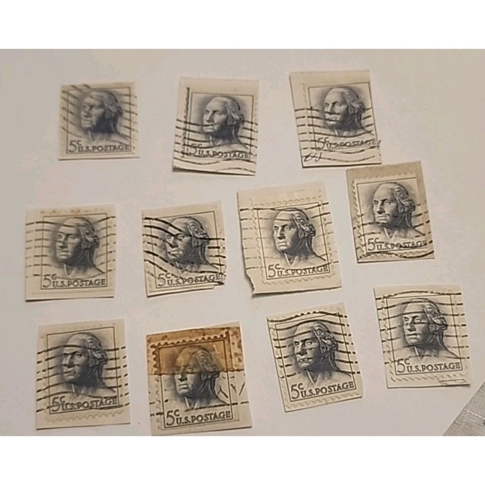 Vintage George Washington 5 cent Used  Stamp 1960s United States Postage Lot 11